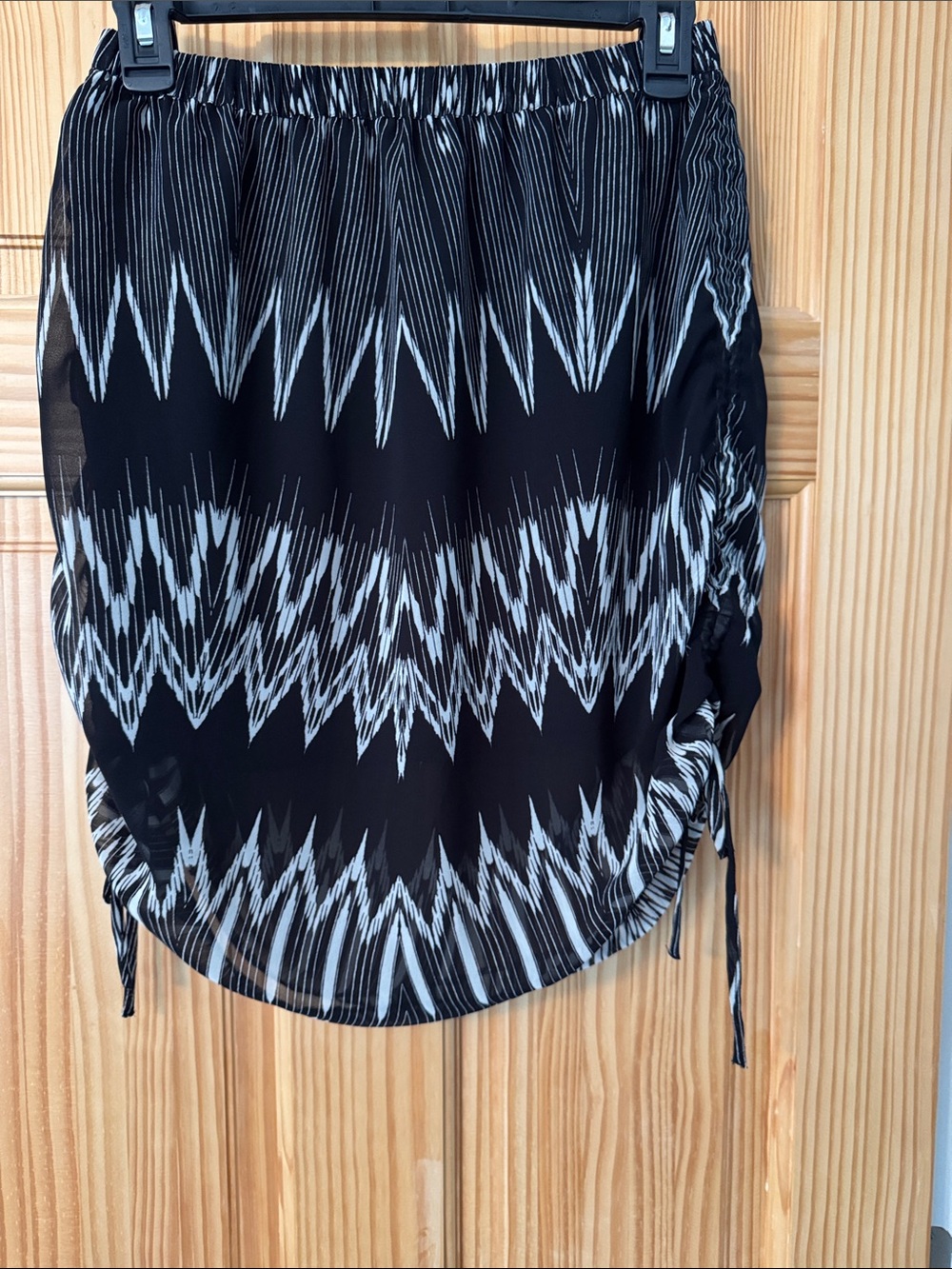 1. State Black & White Zigzag Drawstring Mini Skirt